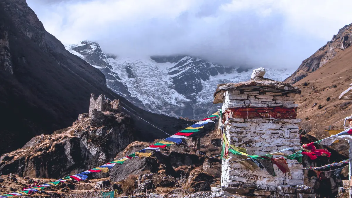 Jomolhari from the trail — sacred, prominent, and permanently off-limits to climbers under Bhutanese law