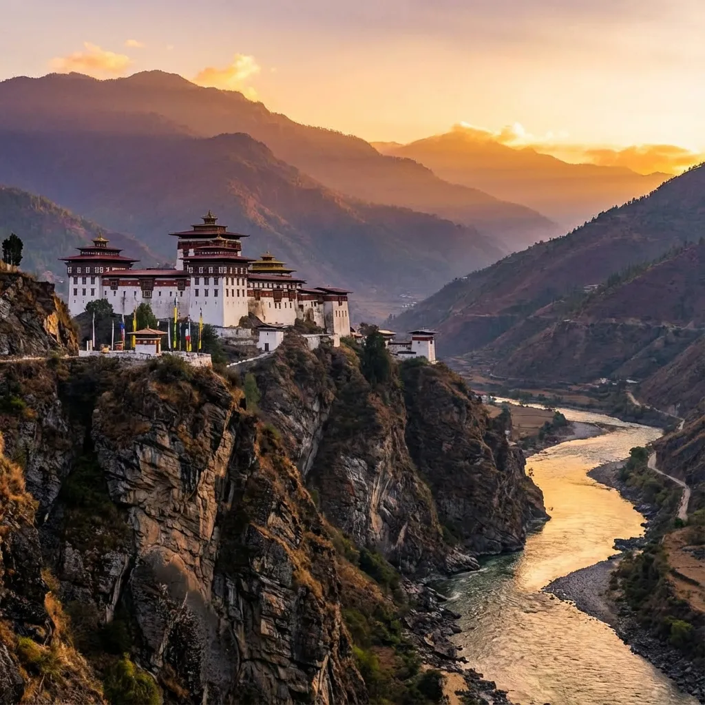 Trashigang Dzong on a spur above the Drangme Chhu in eastern Bhutan